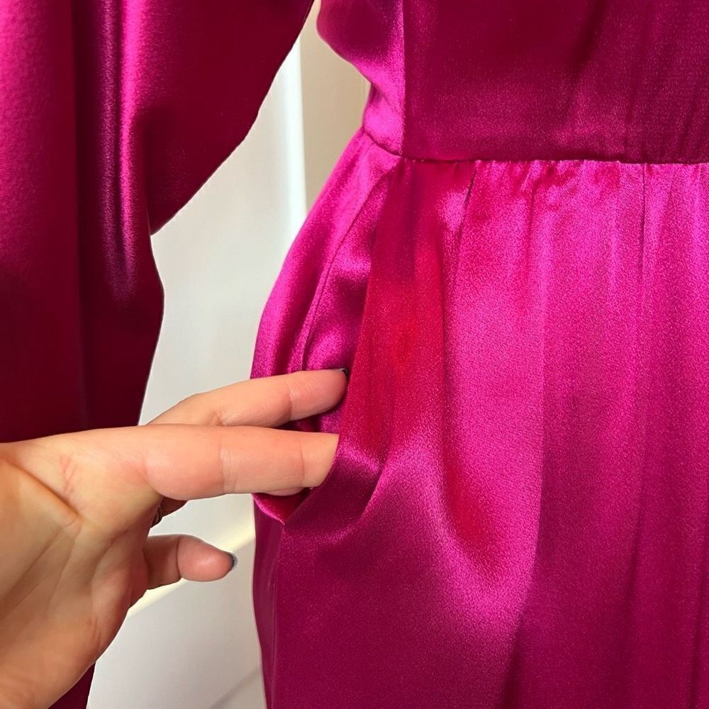 Vintage 80s Union Made Albert Nipon Silk Magenta … - image 5